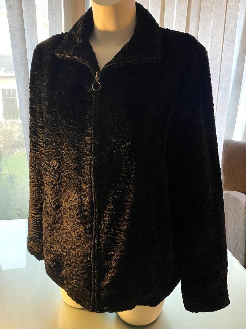 Like NEW Weatherproof Garment Company Furry Black Soft Coat Teddy Jacket Size M